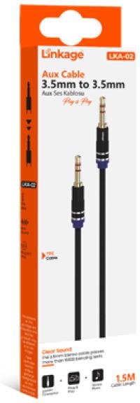 LKA-02 3.5mm’den 3.5mm 1.5mt Uzunluklu Tak-Çalıştır Aux Ses Kablosu