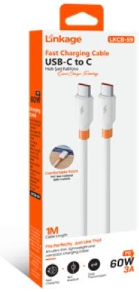 LKCB-59 USB-C’den USB-C’ye 1Metre Uzunluğunda 60W 3A USB Şarj Kablosu