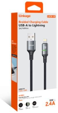 LKCB-49 USB-A to Lightning 15W, 2.4A 1.2 Metre, LED Göstergeli Şarj Kablosu 