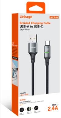 LKCB-48 USB-A to USB-C 18W, 2.4A 1.2 Metre, LED Göstergeli Şarj Kablosu