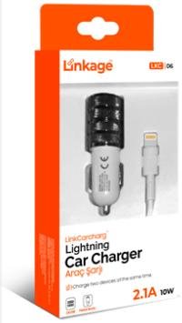 LKC-06 Metal Lightning 2.1A/10W 2XUSB Araç Şarjı 1mt Lightning Şarj Kablosu