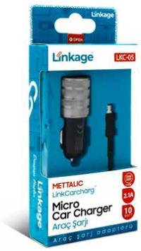 LKC-05 Metal Mikro 2.1A/10W 2XUSB Araç Şarjı 1mt Mikro Şarj Kablosu