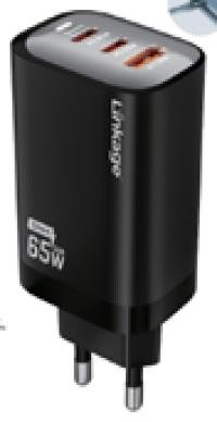 LKC-55 65Watt  2xUSB-C + 1xUSB-A Çıkışlı, GaN Teknolojili Hızlı Duvar Şarj Aleti