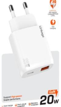 LKC-48 20W USB-C + USB-A Dual Port GaN, C to Lightning Kablolu Hızlı Duvar Şarjı